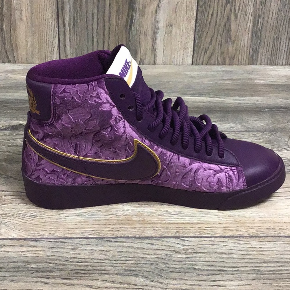 NEW Nike Blazer Mid Metallic Gold Purple - Picture 5 of 6